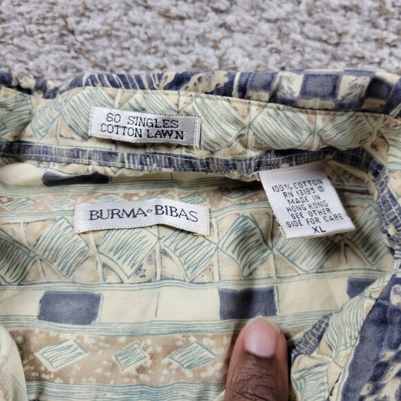 BURMA BIBAS Shirt Mens XL Cotton Multicolor Geometric Button Up Hawaiian - Picture 2 of 7